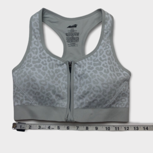 Avia Grey Animal Print Racerback Zip Up Sports Bra Women’s Size XL